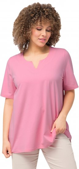 Ulla Popken Essential Notch Neck Stretch Tee Light Pink - T-shirts - 