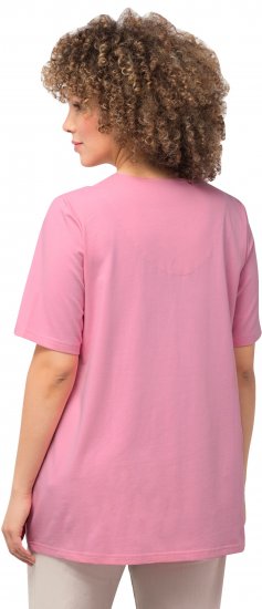 Ulla Popken Essential Notch Neck Stretch Tee Light Pink - T-shirts - 