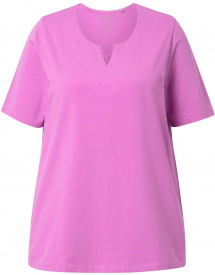 Ulla Popken Essential Notch Neck Stretch Tee Cool Pink - Ulla Popken - 