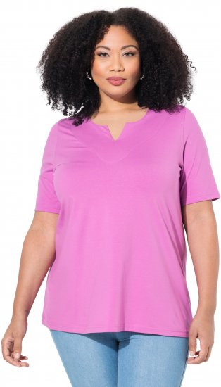 Ulla Popken Essential Notch Neck Stretch Tee Cool Pink - Ulla Popken - 