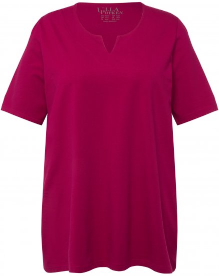 Ulla Popken Essential Notch Neck Stretch Tee Magnolia Red - T-shirts - 