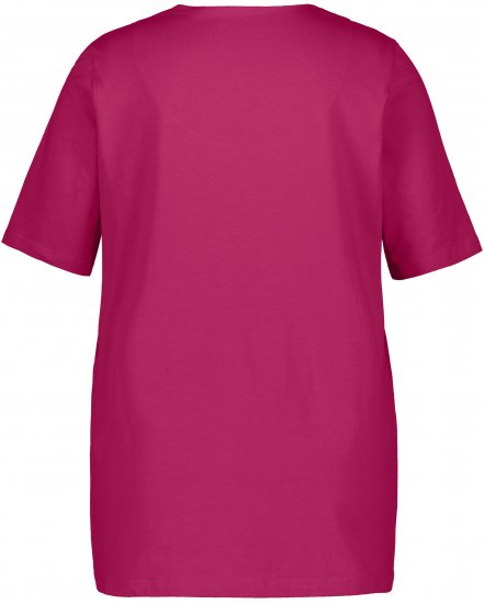 Ulla Popken Essential Notch Neck Stretch Tee Magnolia Red - T-shirts - 