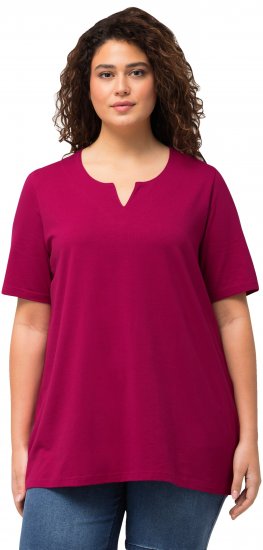 Ulla Popken Essential Notch Neck Stretch Tee Magnolia Red - T-shirts - 