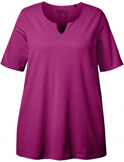 Ulla Popken Essential Notch Neck Stretch Tee Berry - T-shirts - 