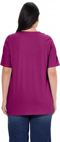 Ulla Popken Essential Notch Neck Stretch Tee Berry - T-shirts - 