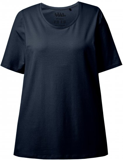 Ulla Popken Essential Round Neck Stretch Tee Navy Blue - T-shirts - T-shirts til kvinder