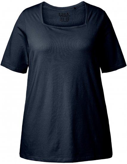 Ulla Popken Essential Square Neck Stretch Tee Navy Blue - T-shirts - T-shirts til kvinder