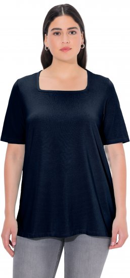 Ulla Popken Essential Square Neck Stretch Tee Navy Blue - T-shirts - T-shirts til kvinder