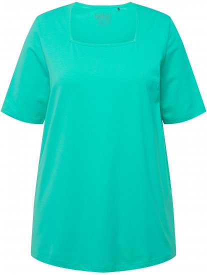 Ulla Popken Essential Square Neck Stretch Tee Turquoise Green - T-shirts - T-shirts til kvinder
