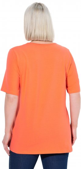 Ulla Popken Essential Square Neck Stretch Tee Coral Pink - T-shirts - 