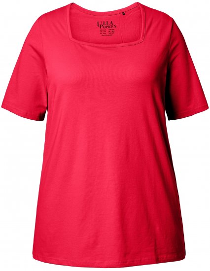 Ulla Popken Essential Square Neck Stretch Tee Red - T-shirts - T-shirts til kvinder