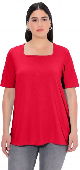 Ulla Popken Essential Square Neck Stretch Tee Red - T-shirts - T-shirts til kvinder