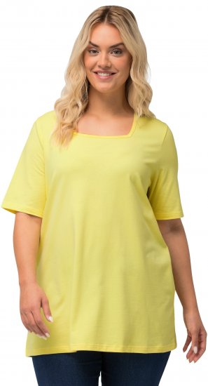 Ulla Popken Essential Square Neck Stretch Tee Lemon Yellow - T-shirts - T-shirts til kvinder