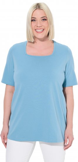 Ulla Popken Essential Square Neck Stretch Tee Light Teal - T-shirts - 