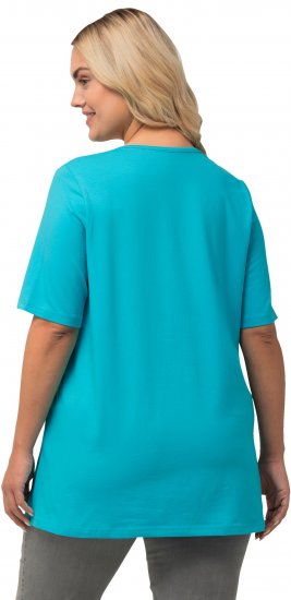Ulla Popken Essential Square Neck Stretch Tee Deep Aqua - T-shirts - T-shirts til kvinder