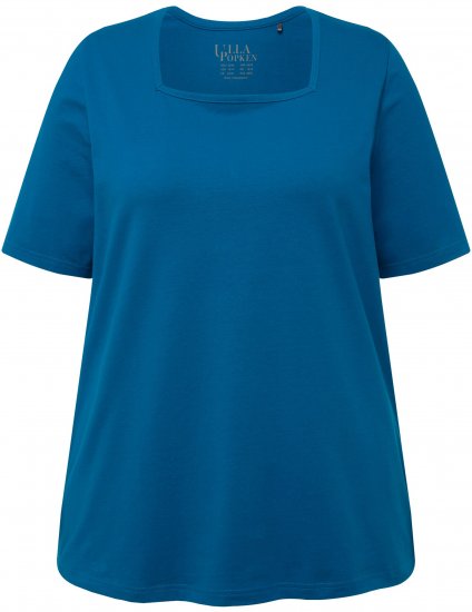 Ulla Popken Essential Square Neck Stretch Tee Medium Blue - T-shirts - T-shirts til kvinder