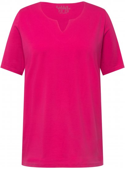 Ulla Popken Essential Square Neck Stretch Tee Fuchsia Pink - T-shirts - T-shirts til kvinder