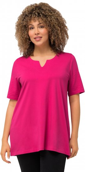 Ulla Popken Essential Square Neck Stretch Tee Fuchsia Pink - T-shirts - T-shirts til kvinder