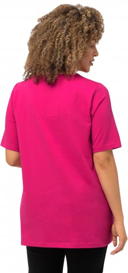 Ulla Popken Essential Square Neck Stretch Tee Fuchsia Pink - T-shirts - T-shirts til kvinder