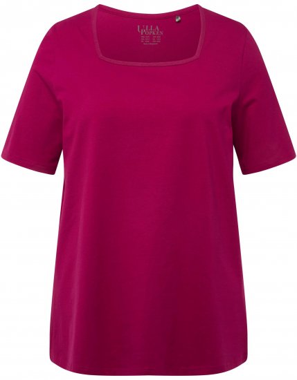 Ulla Popken Essential Square Neck Stretch Tee Magnolia Red - T-shirts - 