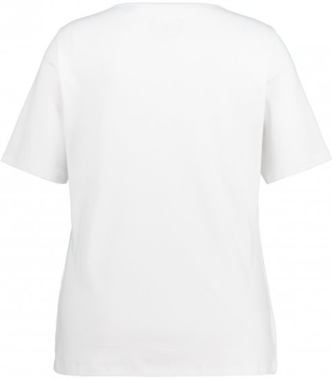 Ulla Popken Double Layer Rounded V-Neck Slim Fit Tee Snow White - T-shirts - T-shirts til kvinder