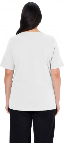 Ulla Popken Double Layer Rounded V-Neck Slim Fit Tee Snow White - T-shirts - T-shirts til kvinder