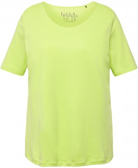 Ulla Popken Double Layer Rounded V-Neck Slim Fit Tee Lime Green - T-shirts - T-shirts til kvinder