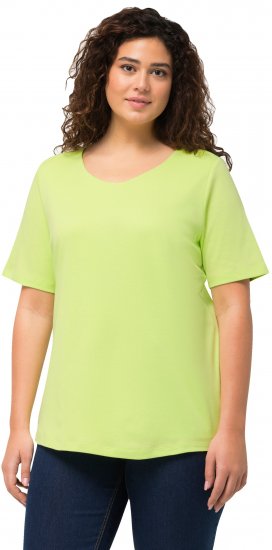 Ulla Popken Double Layer Rounded V-Neck Slim Fit Tee Lime Green - T-shirts - T-shirts til kvinder