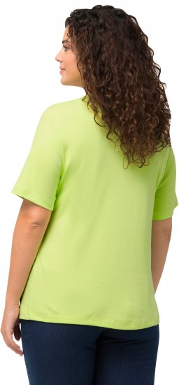 Ulla Popken Double Layer Rounded V-Neck Slim Fit Tee Lime Green - T-shirts - T-shirts til kvinder