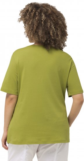 Ulla Popken Double Layer Rounded V-Neck Slim Fit Tee Apple Green - T-shirts - T-shirts til kvinder