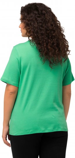 Ulla Popken Double Layer Rounded V-Neck Slim Fit Tee Spring Green - Ulla Popken - 