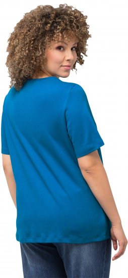 Ulla Popken Double Layer Rounded V-Neck Slim Fit Tee Medium Blue - T-shirts - T-shirts til kvinder