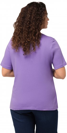 Ulla Popken Double Layer Rounded V-Neck Slim Fit Tee Pale Lilac - T-shirts - 