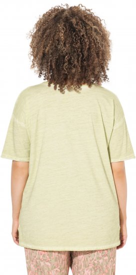 Ulla Popken Cold Dye Ruffle Edge Pocket Tee Pistachio - T-shirts - T-shirts til kvinder