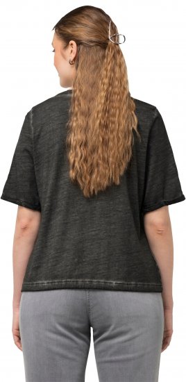 Ulla Popken Cold Dyed Sweetheart Neckline Short Sleeve Tee Graphite Grey - T-shirts - 