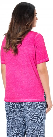 Ulla Popken Lace Trim Short Sleeve Tee Bold Pink - T-shirts - 
