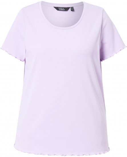 Ulla Popken Ribbed Lettuce Hem Short Sleeve Tee Lavender - T-shirts - T-shirts til kvinder