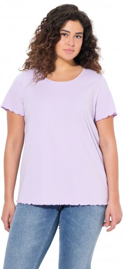 Ulla Popken Ribbed Lettuce Hem Short Sleeve Tee Lavender - T-shirts - T-shirts til kvinder