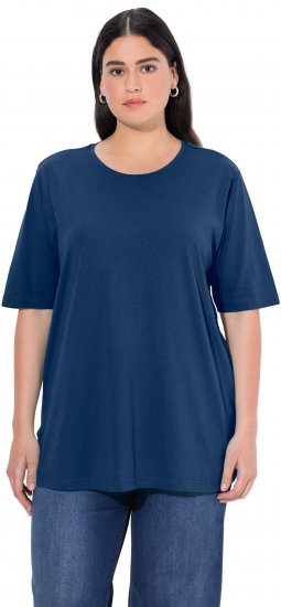 Ulla Popken Basic Round Neck Short Sleeve Relaxed Fit T-Shirt Dark Blue - T-shirts - 