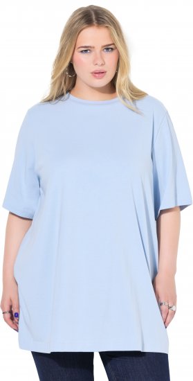 Ulla Popken Basic Round Neck Short Sleeve T-Shirt Light Blue - T-shirts - T-shirts til kvinder