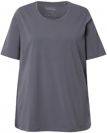 Ulla Popken Essential Round Neck Stretch Tee Graphite Grey - T-shirts - T-shirts til kvinder