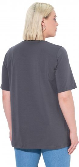 Ulla Popken Essential Round Neck Stretch Tee Graphite Grey - T-shirts - T-shirts til kvinder