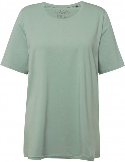 Ulla Popken Essential Round Neck Stretch Tee Light Moss Green - T-shirts - 