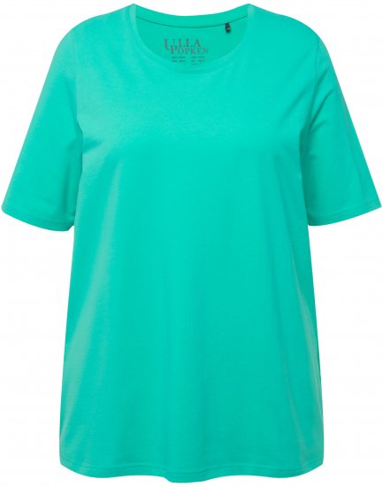 Ulla Popken Essential Round Neck Stretch Tee Turquoise - T-shirts - T-shirts til kvinder