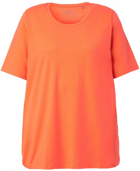 Ulla Popken Essential Round Neck Stretch Tee Coral Pink - T-shirts - 