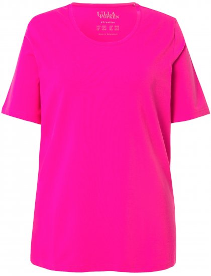 Ulla Popken Essential Round Neck Stretch Tee Magenta Pink - T-shirts - T-shirts til kvinder