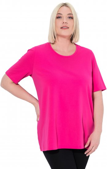 Ulla Popken Essential Round Neck Stretch Tee Magenta Pink - T-shirts - T-shirts til kvinder