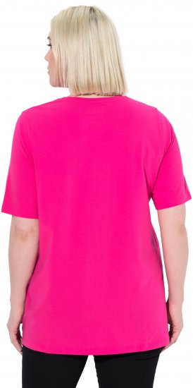 Ulla Popken Essential Round Neck Stretch Tee Magenta Pink - T-shirts - T-shirts til kvinder