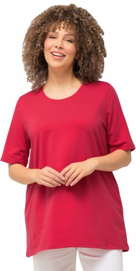 Ulla Popken Essential Round Neck Stretch Tee Dark Pink - T-shirts - T-shirts til kvinder