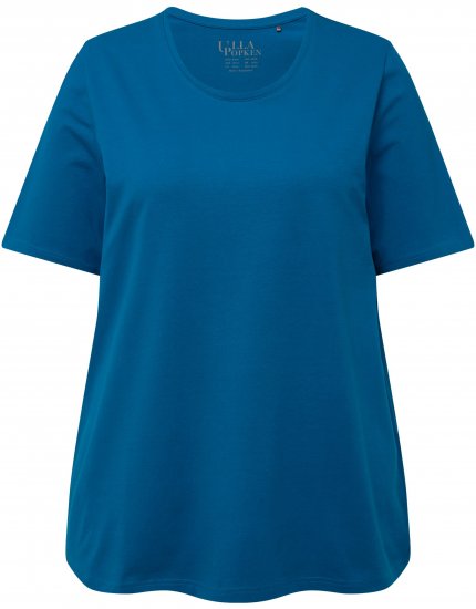 Ulla Popken Essential Round Neck Stretch Tee Medium Blue - T-shirts - T-shirts til kvinder